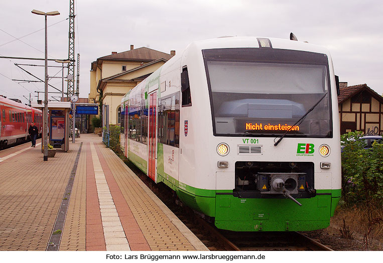Die Erfurter Bahn mit einem Regio-Shuttle im Bahnhof Gotha