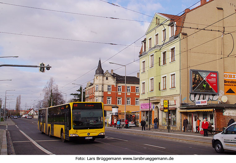 Die Haltestelle Altleuben der Straßenbahn in Dresden