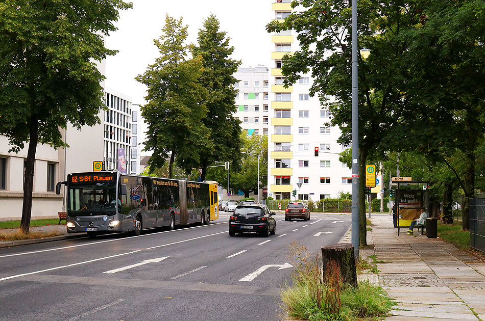 Die Bushaltestelle Gerokstraße in Dresden