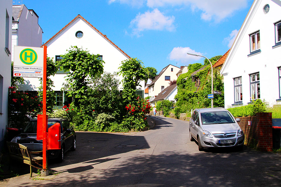 Die Haltestelle Krögers Treppe der Bergziege in Blankenese