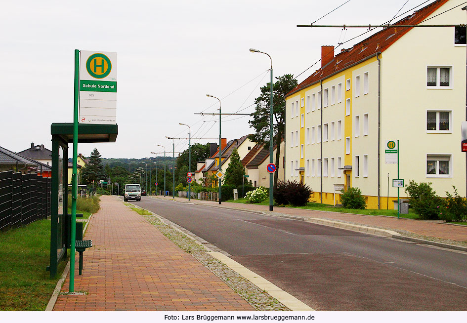 Die Haltestelle Schule Nordend vom Obus in Eberswalde