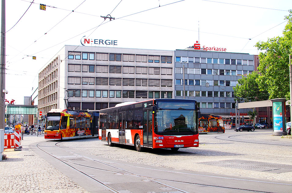 Ein MAN Bus der VAG in Nürnberg am Plärrer