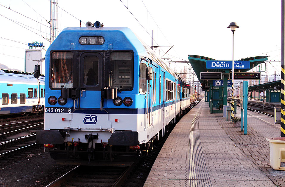 Die CD Baureihe 843 im Bahnhof Decin hlavni nadrazi