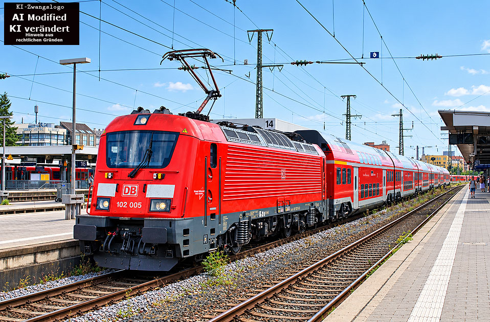 Eine Lok der Baureihe 102 in N&uuml;rnberg Hbf