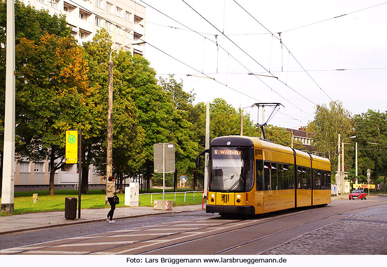 Die Haltestelle Permoserstraße der Straßenbahn in Dresden