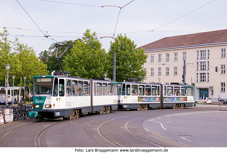 Die Straßenbahn in Potsdam am Hauptbahnhof