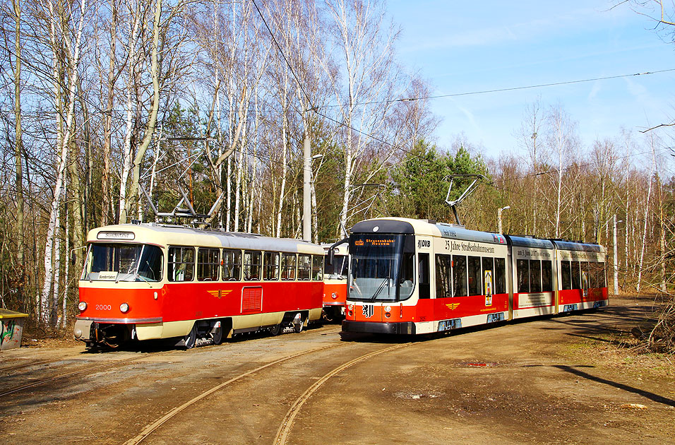 Straßenbahn Dresden Gleisschleife Diebsteig - Tatra Straßenbahn