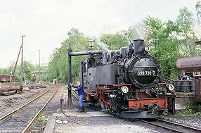 Die Dampflok 99 1773-3 im Bahnhof Cranzahl