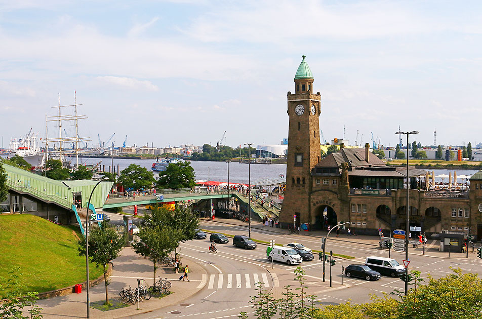 Der Pegelturm der Landungsbrücken in Hamburg