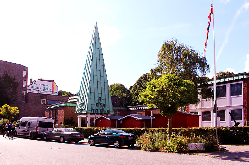 Die norwegische Seemannskirche im Portugiesenviertel in Hamburg