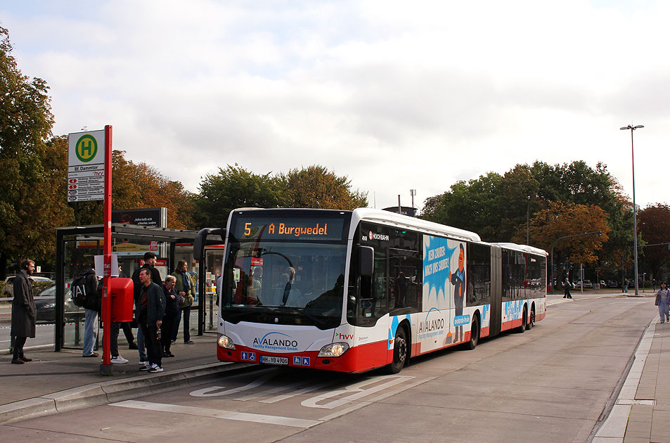 Ein Capacity L der Hamburger Hochbahn an der Haltestelle Bahnhof Dammtor
