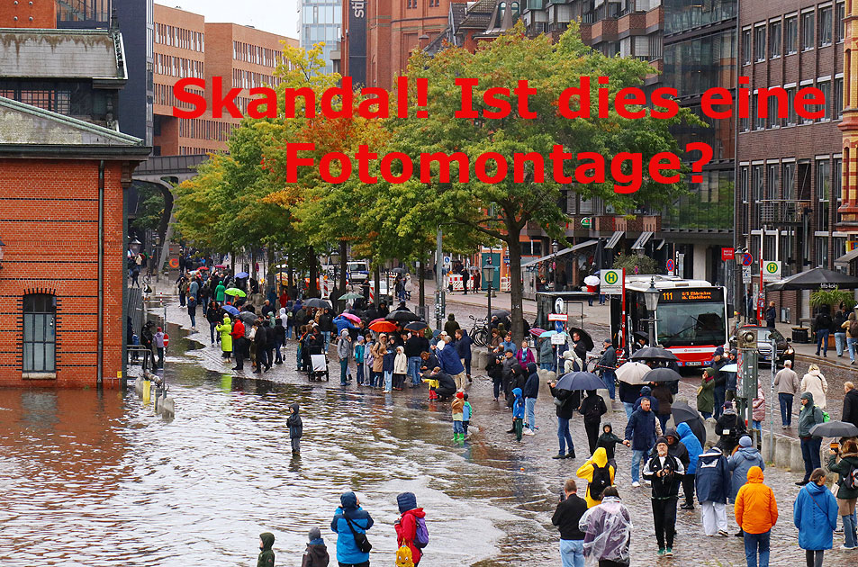 Hochwasser am Fischmarkt in Hamburg