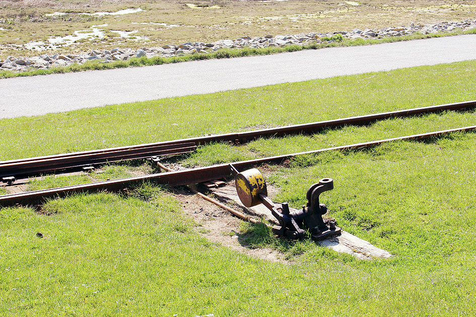 Eine Weiche der Halligbahn von Dagebüll nach Oland und Langeneß in Dagebüll