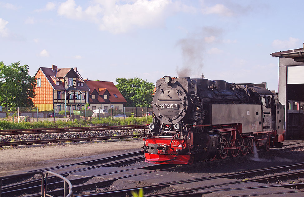 Dampflok 99 7235-7 im Bw Wernigerode der Harzer Schmalspurbahnen