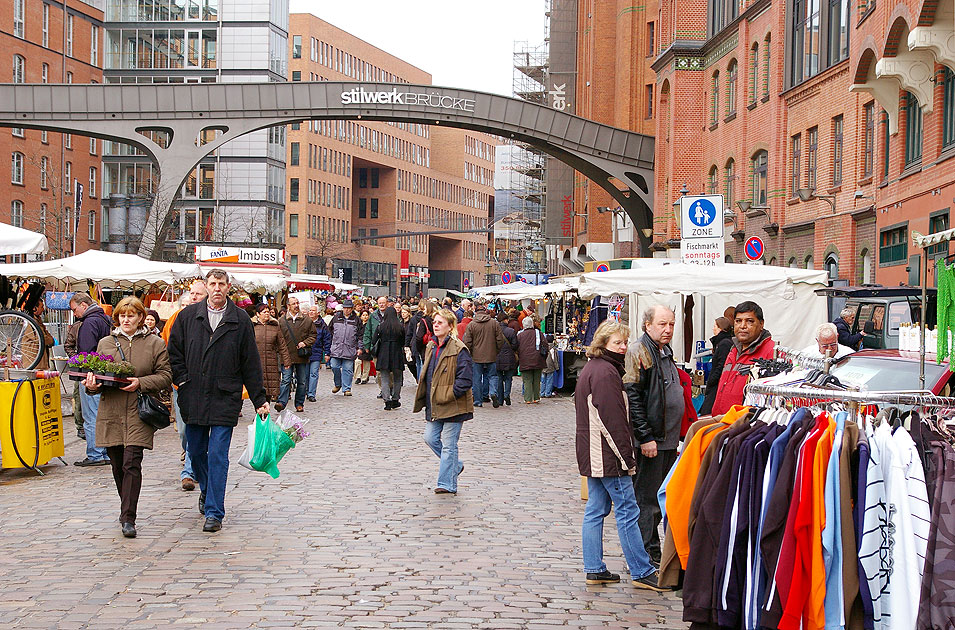 Der Fischmarkt in Hamburg im Stadtteil Altona